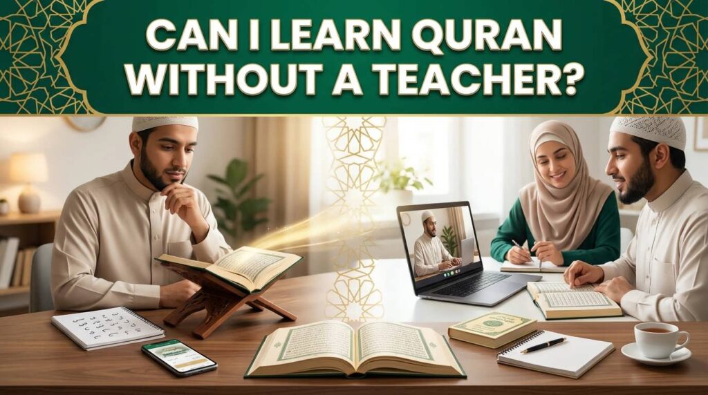 can I learn Quran without a teacher showing independent Quran study and live guidance from a qualified Quran teacher