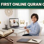 Beginner attending a friendly first online Quran class with a qualified teacher during a live video lesson