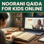 Child learning Noorani Qaida online with a Quran teacher