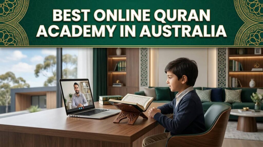 Best online Quran academy in Australia with a Muslim child learning Quran from a qualified online teacher