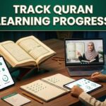 Parent tracking a child's Quran learning progress during an online Quran class