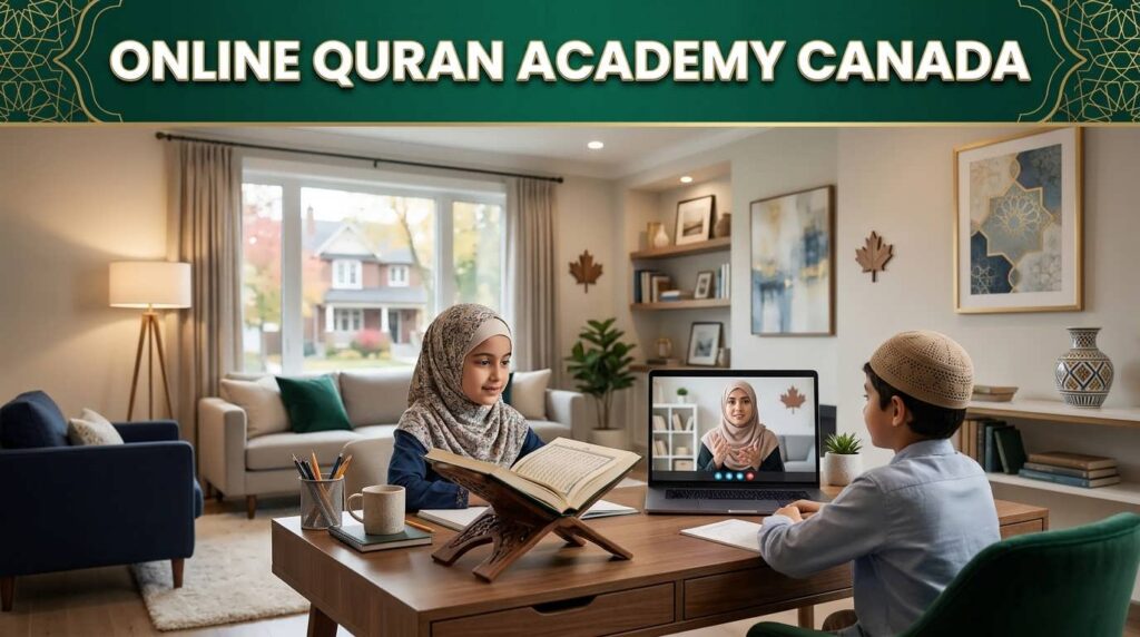 Online Quran academy in Canada with a Muslim student learning Quran from a qualified teacher