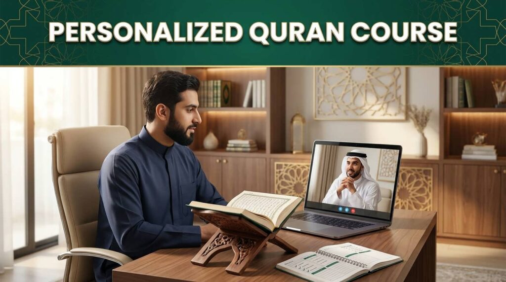 Personalized Quran course with a student receiving one-to-one Quran instruction from a qualified teacher