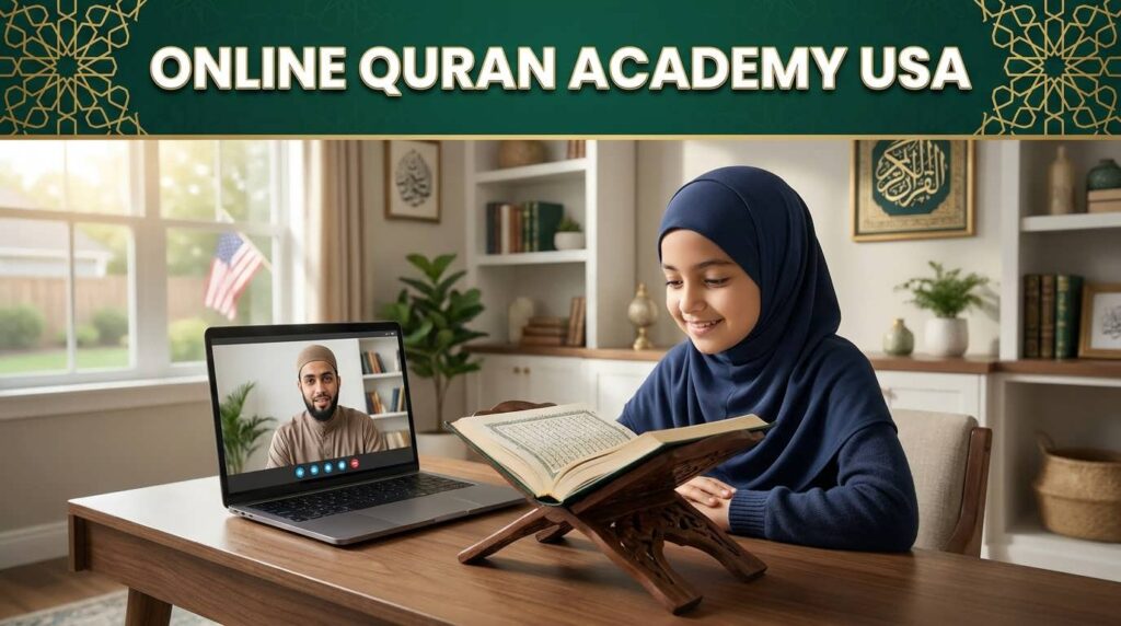 Quran academy USA offering online Quran classes with a qualified teacher and Muslim student