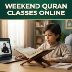 Child attending weekend Quran classes online with a Quran teacher