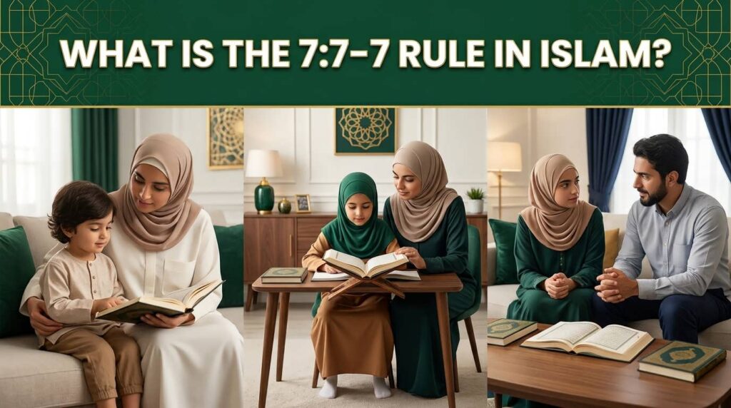 What is the 7:7-7 rule in Islam explained through three age-based stages of Muslim parenting and Quran education